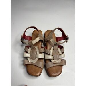 Bedstu Women's 8.5 Fabiola Wedge Sandals Brown Cafe Latte Rustic Leather Strap